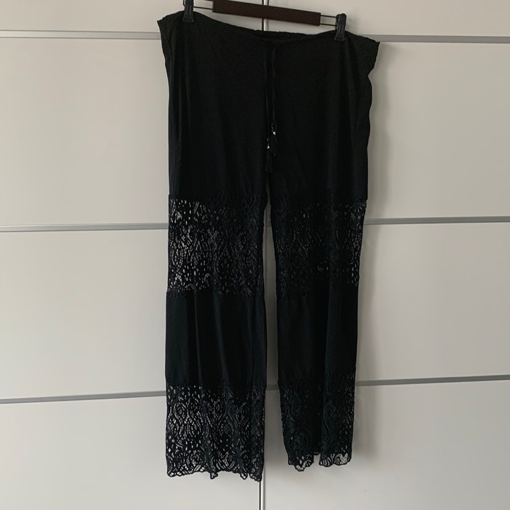 NWOT Black Pants with Lace Panels